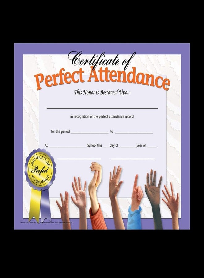 Flipside Products Perfect Attendance Certificates, Recognition, Award Students, Incentive, No Missed Days, 8.5" x 11", 30 Per Pack, 5 Packs