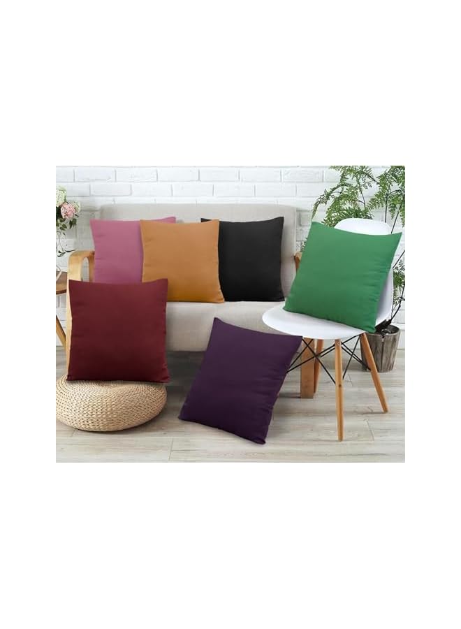 The Bros طقم أغطية الوسائد 40x40 ناعمة وصديقة للبشرة أغطية وسائد زخرفية لأريكة مجموعة من 2 18x18 بوصة غطاء وسادة فاخر ناعم مع سحاب، أسود - Image 2