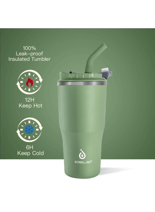 IDEUS 18oz Double Lid Insulated Mug with Straw, Large Capacity, 532ml Ice Cup - Image 2