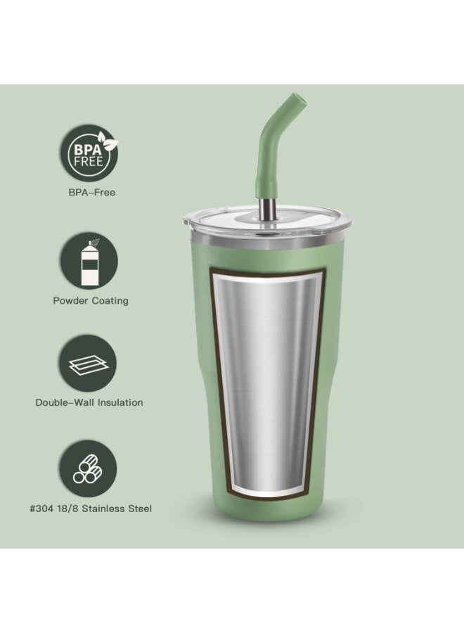 IDEUS 18oz Double Lid Insulated Mug with Straw, Large Capacity, 532ml Ice Cup - Image 5