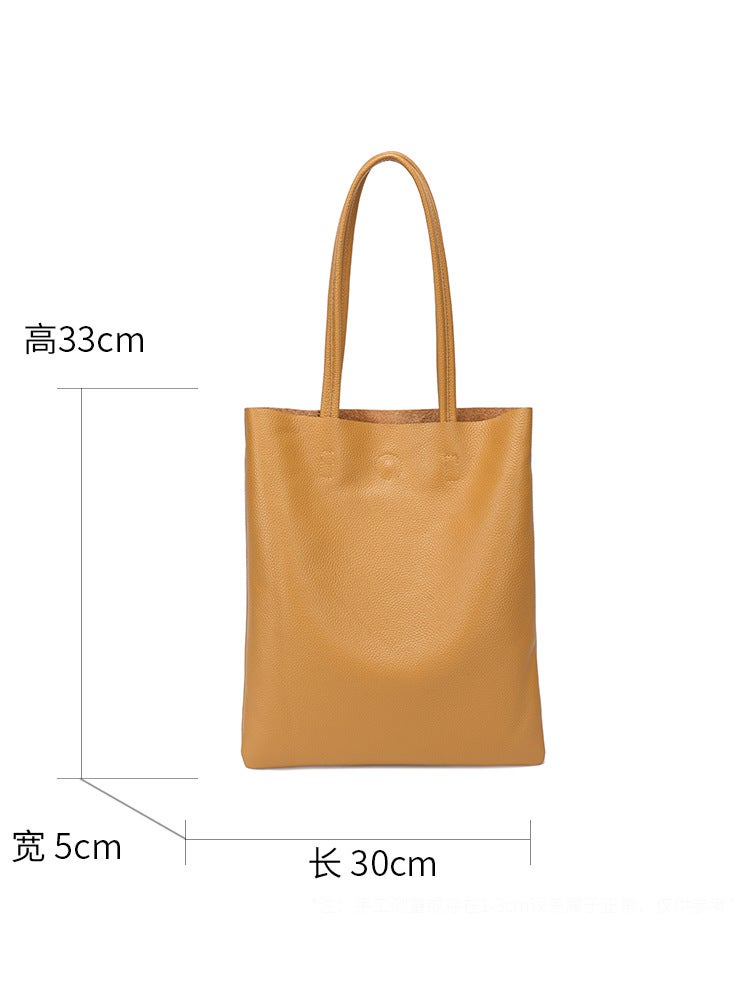 Tote Bag Large Capacity Women'S Genuine Leather Women'S Bag Simple Versatile Shoulder Bag Business Commuter Bucket Bag - Image 4