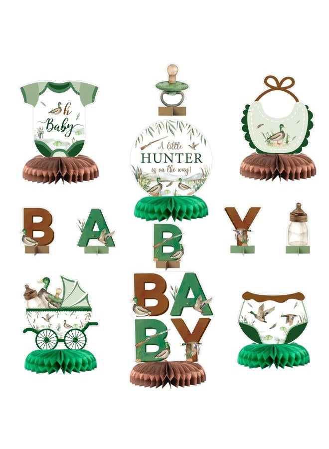 ANGOLIO Duck Hunting Baby Shower Honeycomb Centerpieces - 12Pcs Mallard Duck party table Centerpieces Green Hunting Animals Themed Birthday Party Decorations for Kids Baby Shower Birthday Supplies - Image 1