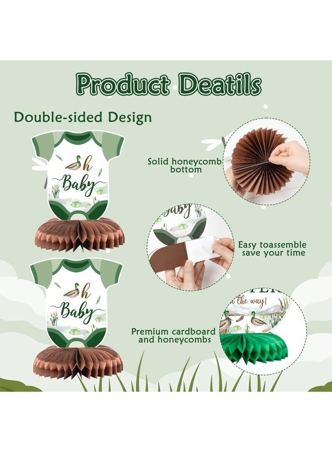ANGOLIO Duck Hunting Baby Shower Honeycomb Centerpieces - 12Pcs Mallard Duck party table Centerpieces Green Hunting Animals Themed Birthday Party Decorations for Kids Baby Shower Birthday Supplies - Image 4