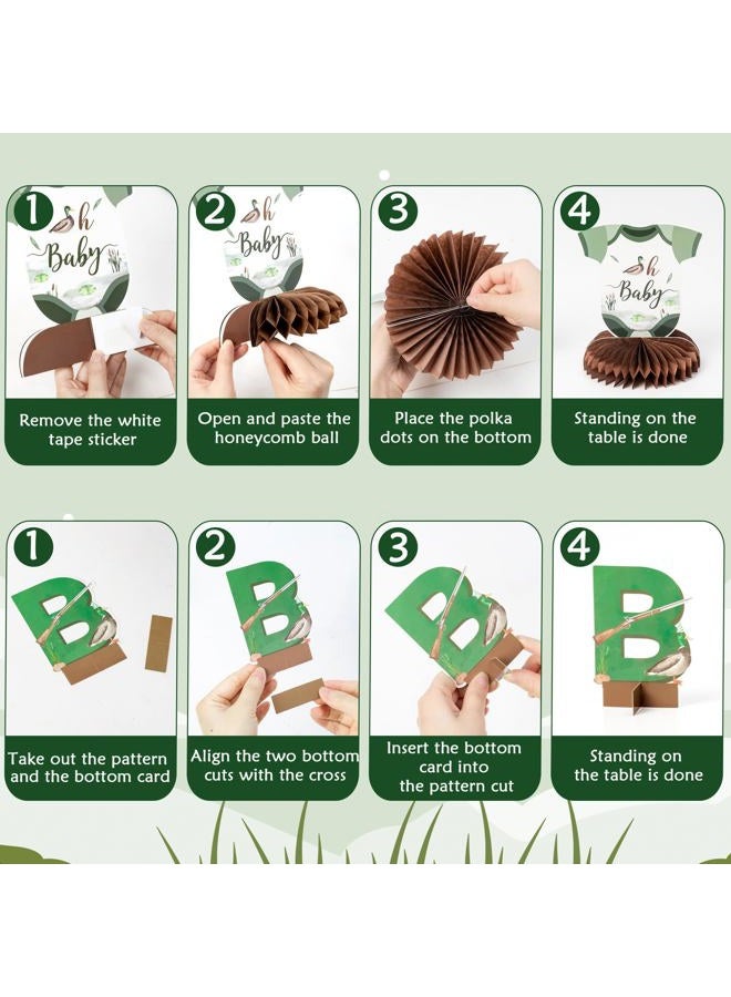 ANGOLIO Duck Hunting Baby Shower Honeycomb Centerpieces - 12Pcs Mallard Duck party table Centerpieces Green Hunting Animals Themed Birthday Party Decorations for Kids Baby Shower Birthday Supplies - Image 3