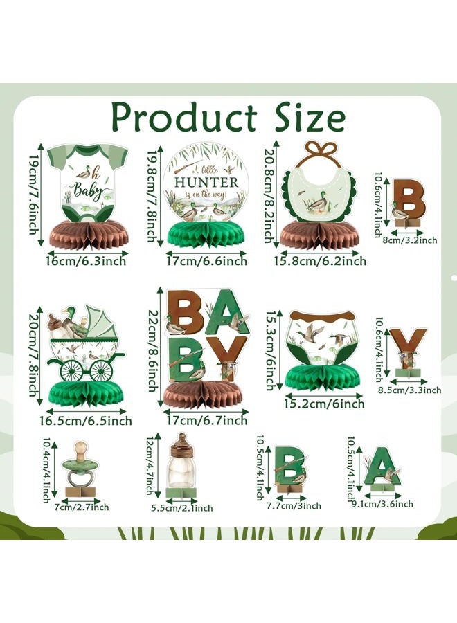 ANGOLIO Duck Hunting Baby Shower Honeycomb Centerpieces - 12Pcs Mallard Duck party table Centerpieces Green Hunting Animals Themed Birthday Party Decorations for Kids Baby Shower Birthday Supplies - Image 2