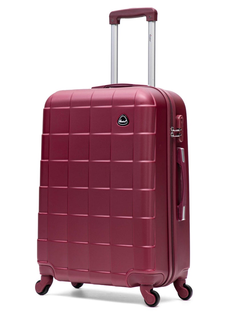 SENATOR Hard Case Travel Bags Medium Checked Luggage Trolley ABS Lightweight Suitcase with 4 Spinner Wheels, A207, Burgundy - Image 1