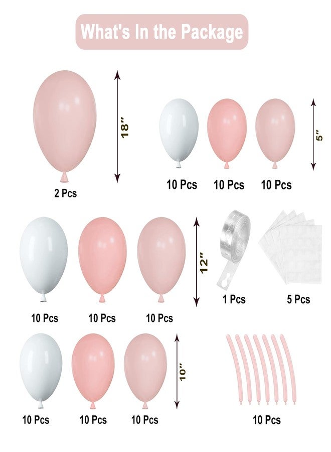 YMSZ Bow Pink and White Balloon Arch Kit, 102pcs Light Pink White Bow Balloons Difference Sizes Latex Balloons with 16ft Tape Strip & Dot Glue for Pink Bow coquette Birthday Party Decorations - Image 2