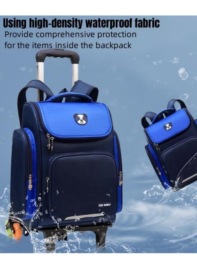 Smart Wheeled School Backpack - 6 Advanced Stair-Climbing Wheels, Waterproof Design, Multi-Layer Large Capacity with Padded Shoulder Straps for Youth & Short Trips