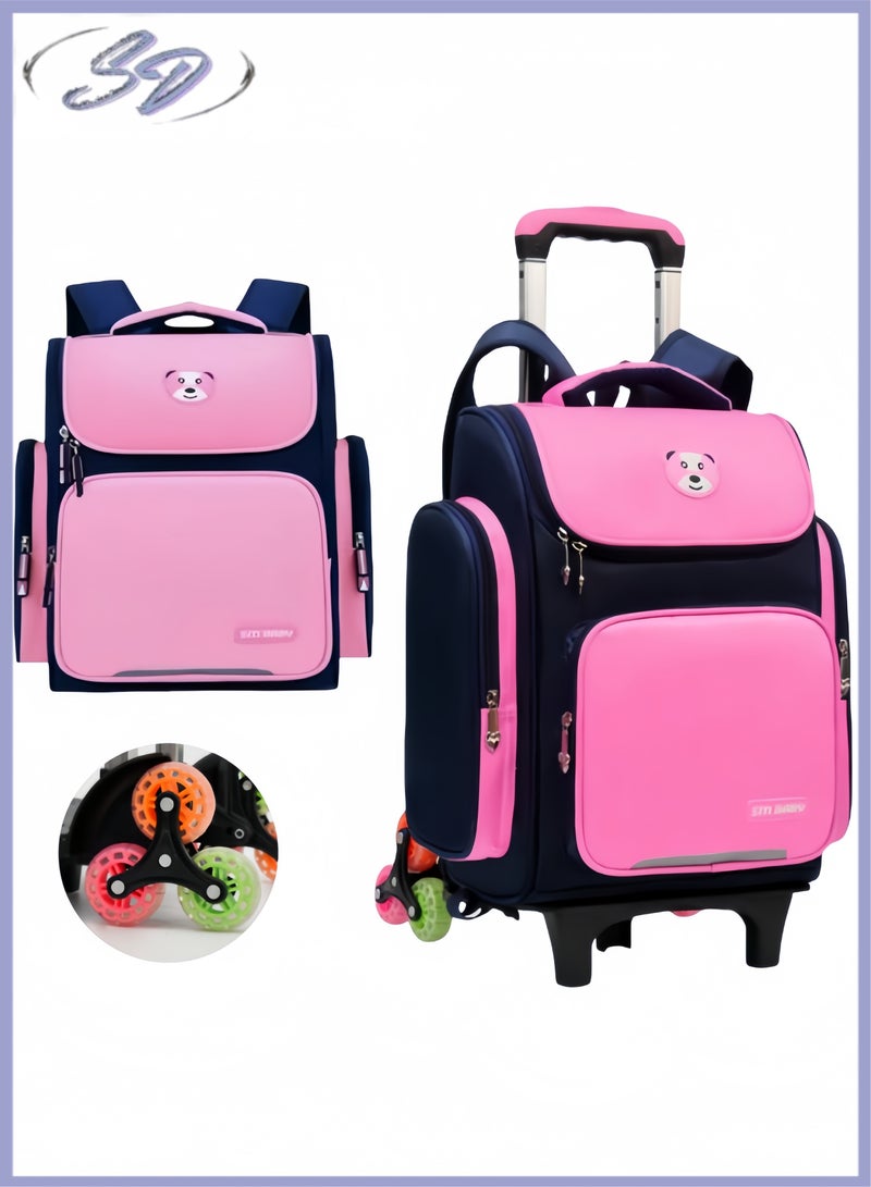 Smart Wheeled School Backpack - 6 Advanced Stair-Climbing Wheels, Waterproof Design, Multi-Layer Large Capacity with Padded Shoulder Straps for Youth & Short Trips