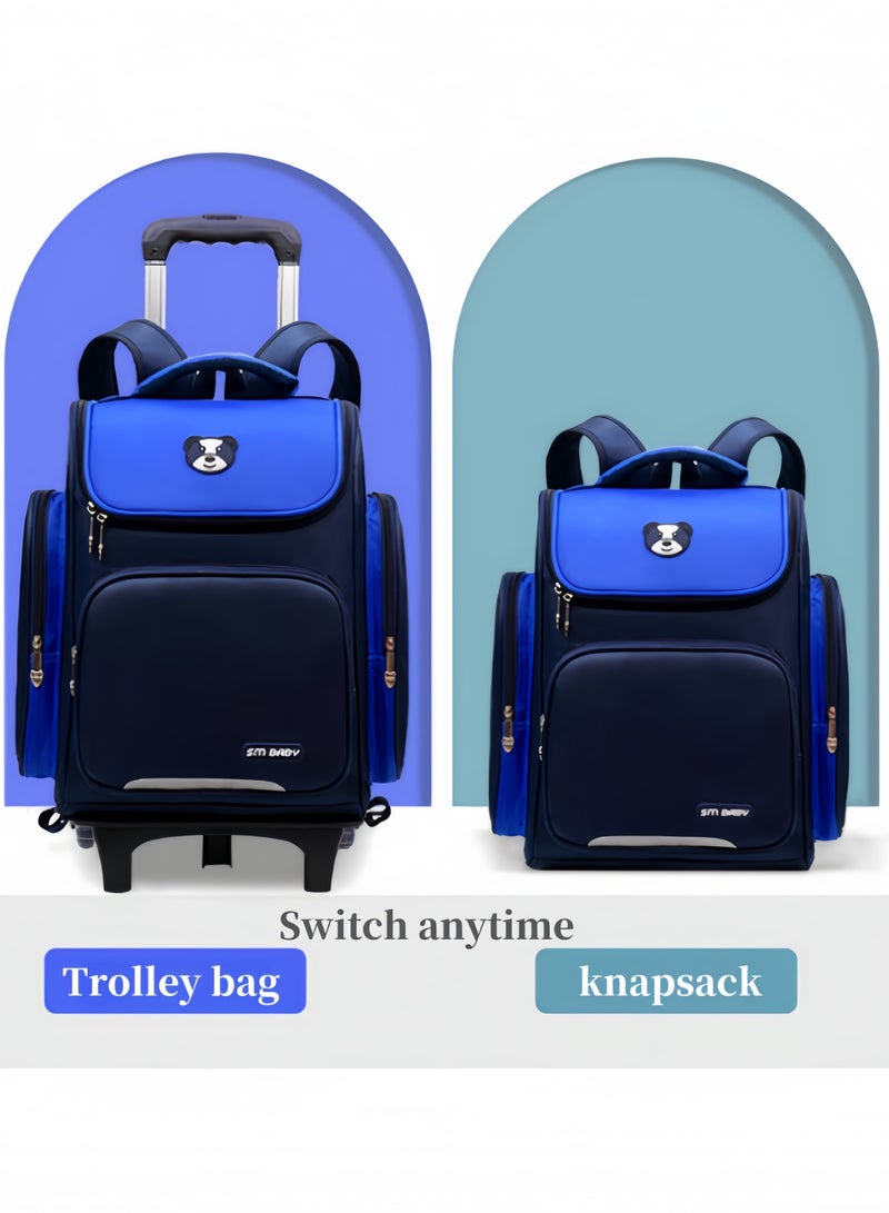 Smart Wheeled School Backpack - 6 Advanced Stair-Climbing Wheels, Waterproof Design, Multi-Layer Large Capacity with Padded Shoulder Straps for Youth & Short Trips
