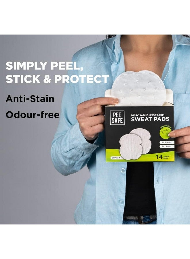 PEESAFE وسادات عرق تحت الإبط القابلة للاستخدام مرة واحدة من PEESAFE (عبوة من 14) - مستقيم | تمنع البقع، تمتص العرق والرائحة غير المرغوب فيها - Image 2
