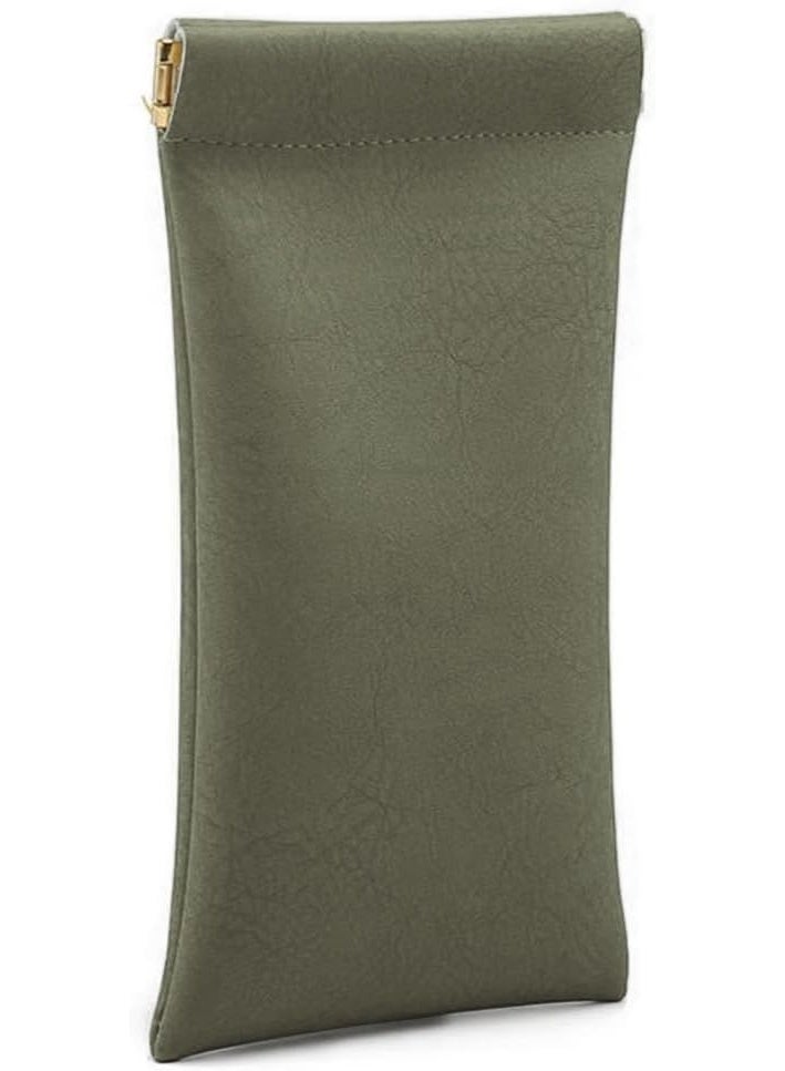 3 Pack Leather Eyeglasses Cases PU Soft Sunglasses Pouch Squeeze Top Portable Glasses Cases for Men Women - Image 2