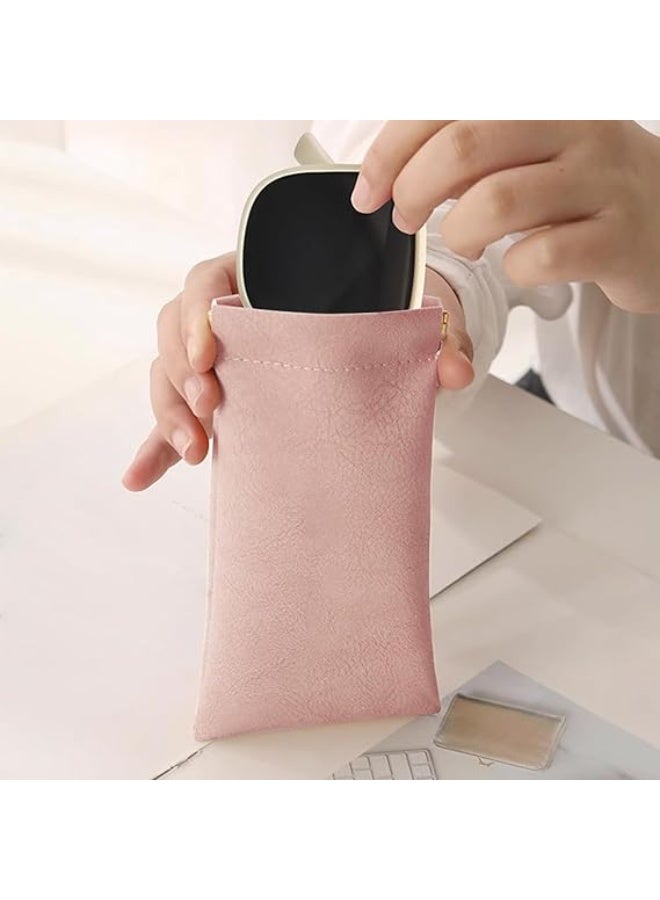 3 Pack Leather Eyeglasses Cases PU Soft Sunglasses Pouch Squeeze Top Portable Glasses Cases for Men Women - Image 3