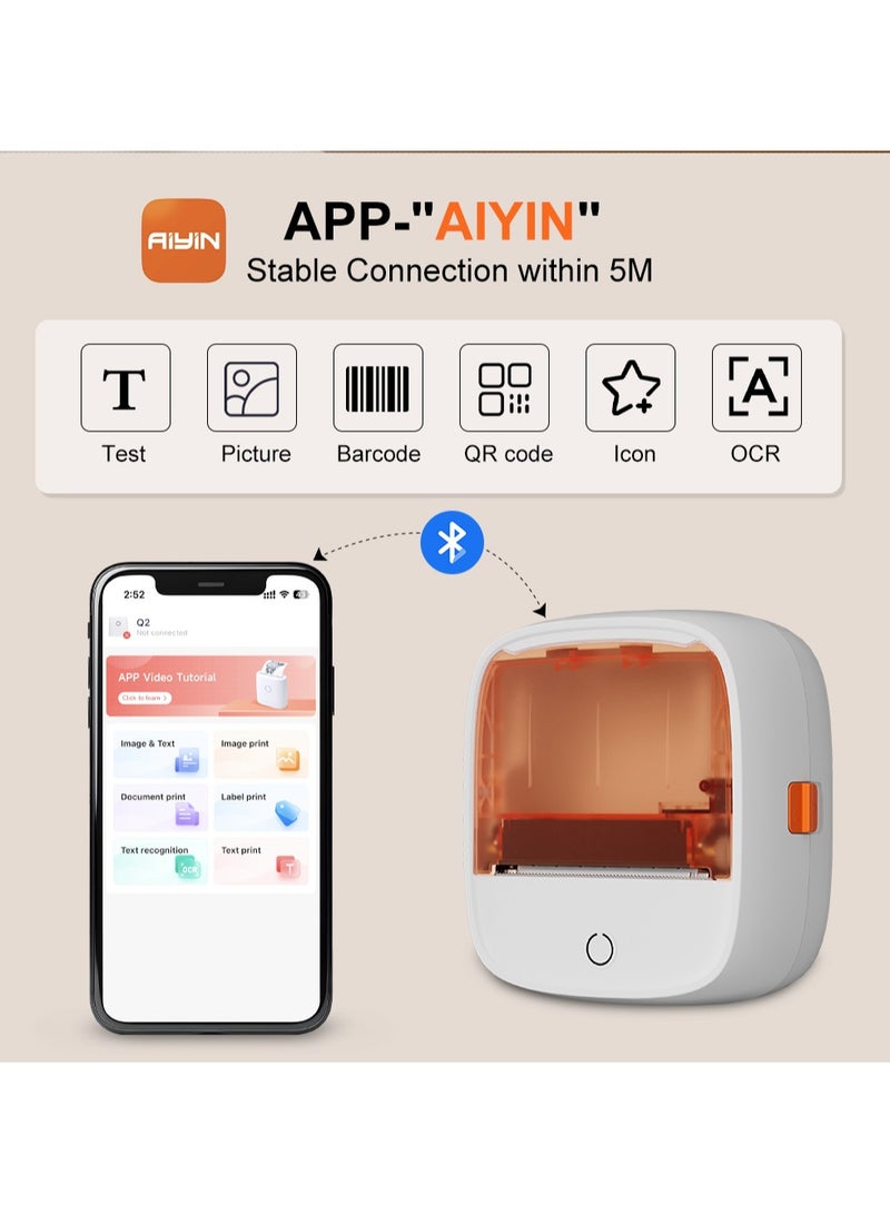 Aiyin B21 Portable Thermal Label Maker, Bluetooth & USB Compatible,2500mAh Battery, iOS & Android Support,Clothing,Jewelery,Home,Kitchen, Barcode and shipping Lable printer.Support English and Arabic - Image 5