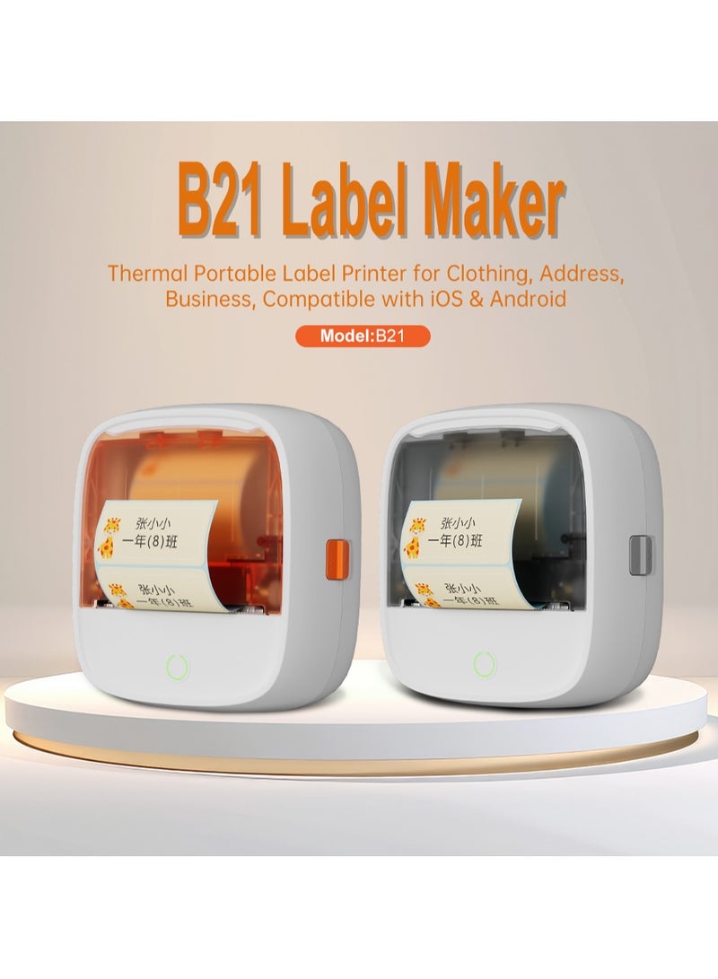 Aiyin B21 Portable Thermal Label Maker, Bluetooth & USB Compatible,2500mAh Battery, iOS & Android Support,Clothing,Jewelery,Home,Kitchen, Barcode and shipping Lable printer.Support English and Arabic - Image 2