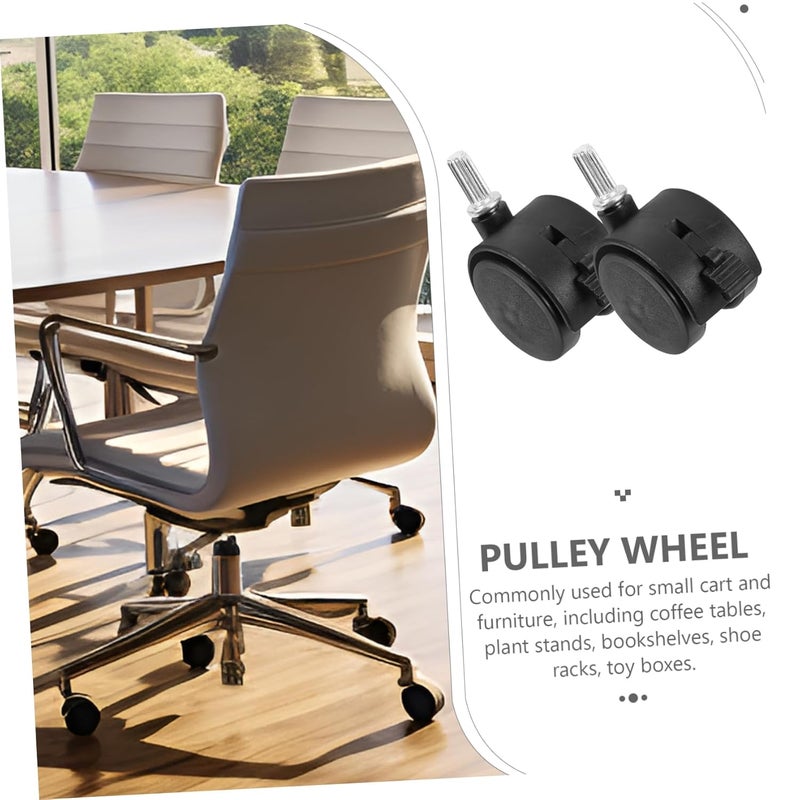 2Pcs Black Swivel Caster Wheels With Brake For Clothes Rack Laundry Cart Furniture - Image 3