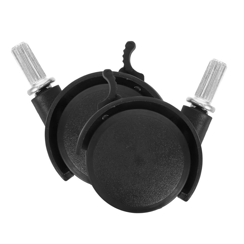 2Pcs Black Swivel Caster Wheels With Brake For Clothes Rack Laundry Cart Furniture - Image 1