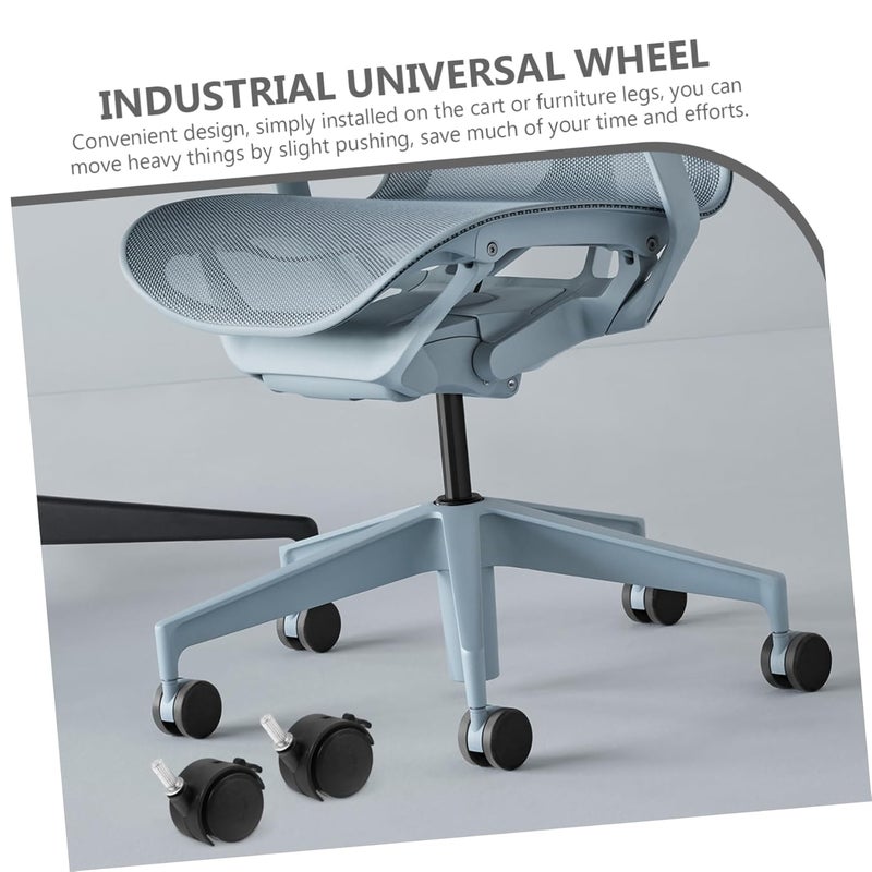 2Pcs Black Swivel Caster Wheels With Brake For Clothes Rack Laundry Cart Furniture - Image 4