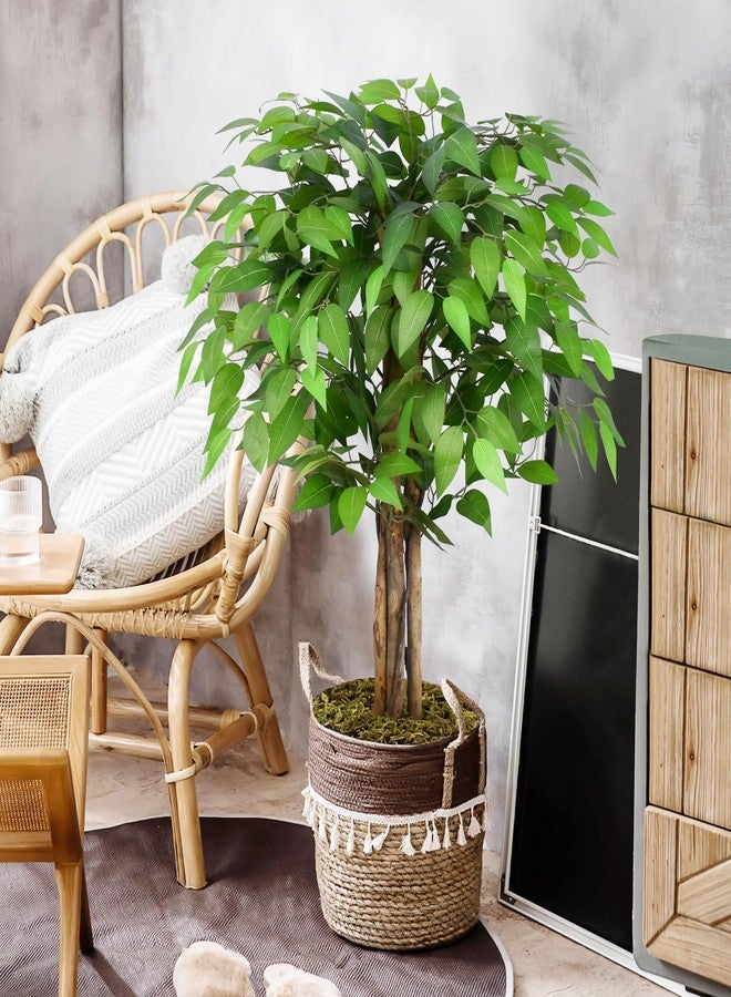 Keeplush 3ft Ficus Artificial Trees with Natural Curved Trunks, 36" Tall Lush Faux Tree for Home Decor Indoor, Green Lifelike Fake Ficus Tree Artificial Plants - Image 4