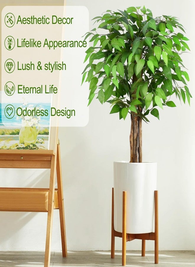 Keeplush 3ft Ficus Artificial Trees with Natural Curved Trunks, 36" Tall Lush Faux Tree for Home Decor Indoor, Green Lifelike Fake Ficus Tree Artificial Plants - Image 2
