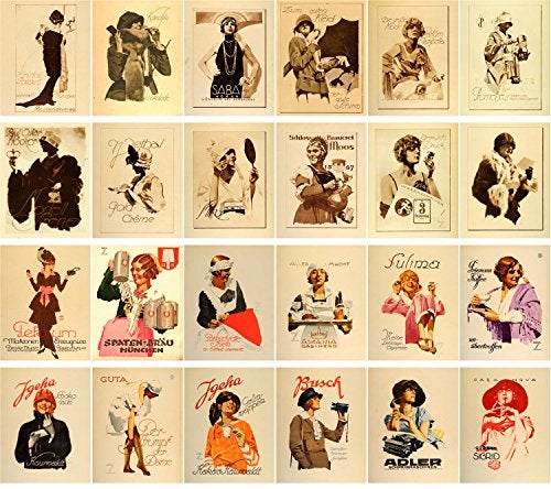 PIXILUV Vintage PostCards 24 pcs Vintage Woman Portraits Vintage Watercolor Ads Posters - Image 2