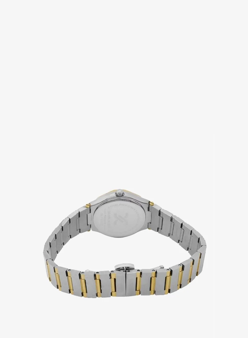 DANIEL KLEIN Women's Stainless Steel Silver and Gold Alloy Case Analog Dark Green Round Emboss Dial Japanese Quartz Premium 30 Meters Water Resistant