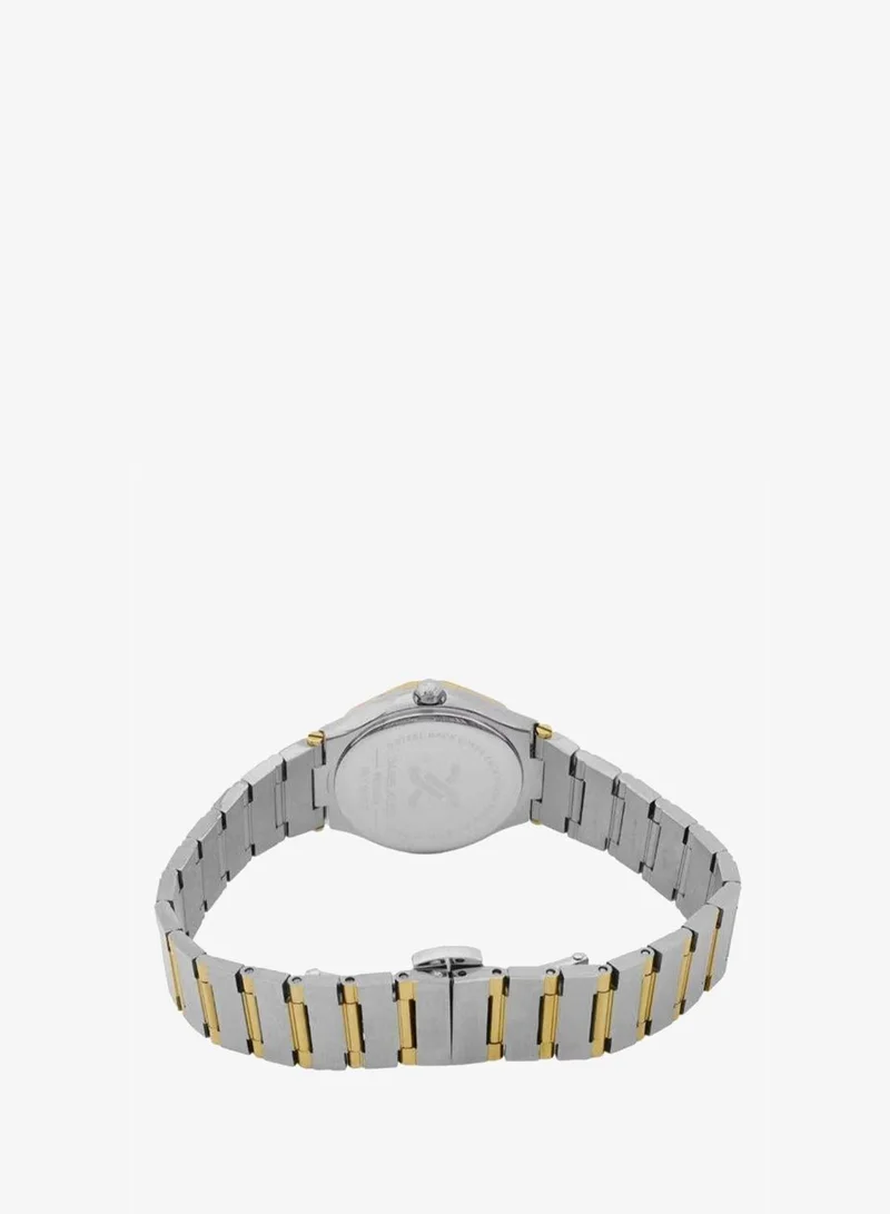 Daniel Klein Women's Stainless Steel Silver and Gold Alloy Case Analog Dark Green Round Emboss Dial Japanese Quartz Premium 30 Meters Water Resistant