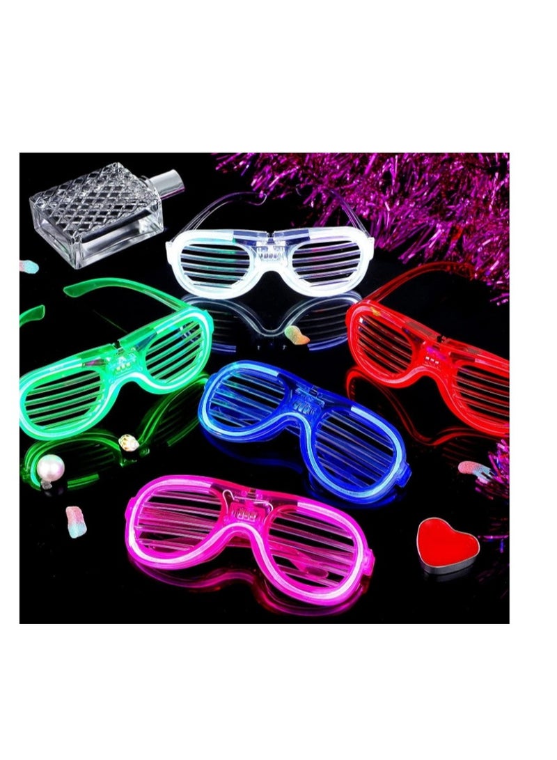 الواحة-TH 5 قطع من نظارات الحفلات، نظارات شمسية LED مضحكة تتوهج في الظلام لحفلات العطلات، هدايا متنوعة الألوان، ضوء وامض، 3 أوضاع إضاءة، نظارات مضيئة، ألعاب لوازم الحفلات - Image 1