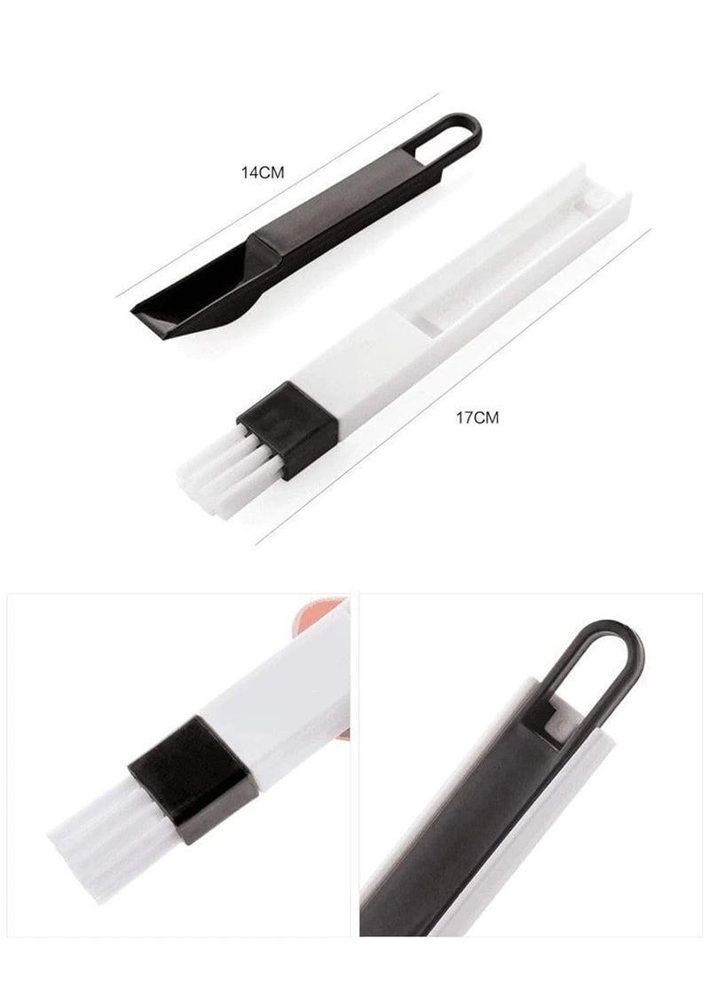 MEZON Plastic Window Cleaning Brush 2 in 1 MultiFunction Window Slot Brush with Dustpan Screen Keyboard Drawer Wardrobe Corner Gap Dust Removal Cleaning Brush BlackWhite 1 - Image 2