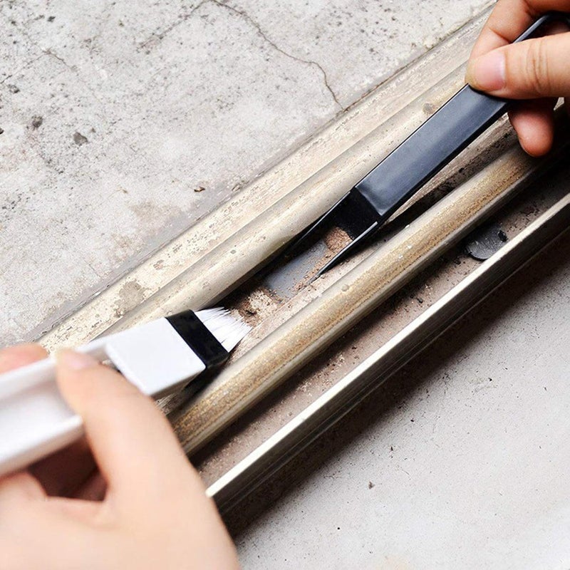 MEZON Plastic Window Cleaning Brush 2 in 1 MultiFunction Window Slot Brush with Dustpan Screen Keyboard Drawer Wardrobe Corner Gap Dust Removal Cleaning Brush BlackWhite 1 - Image 3