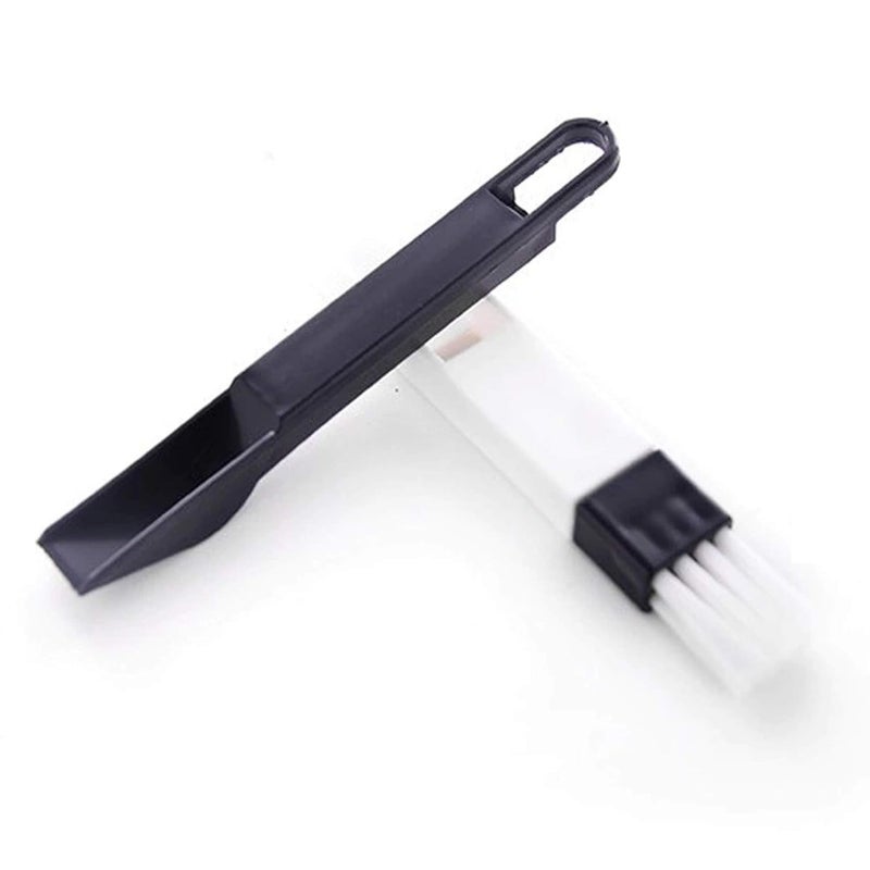 MEZON Plastic Window Cleaning Brush 2 in 1 MultiFunction Window Slot Brush with Dustpan Screen Keyboard Drawer Wardrobe Corner Gap Dust Removal Cleaning Brush BlackWhite 1 - Image 1