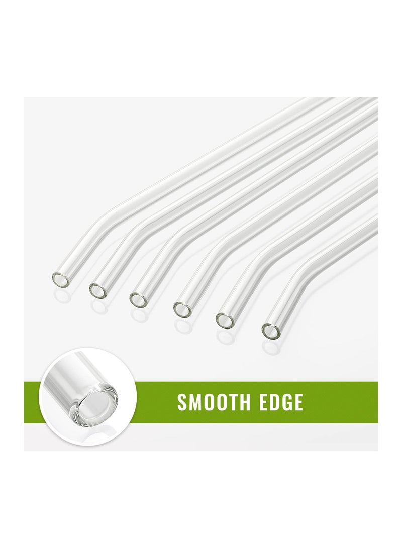 NIBEMINENT Glass Straws, Reusable Clear High Temperature Resistance, Set of 6 Straight and Bent with 4 Cleaning Brushes, Perfect for Smoothies, Milkshakes, Tea, Juice, Dishwasher Safe (12Pcs) - Image 2