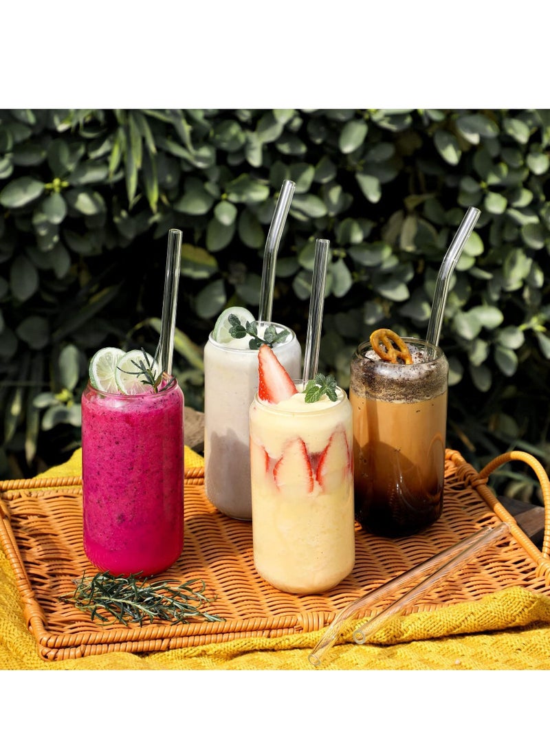 NIBEMINENT Glass Straws, Reusable Clear High Temperature Resistance, Set of 6 Straight and Bent with 4 Cleaning Brushes, Perfect for Smoothies, Milkshakes, Tea, Juice, Dishwasher Safe (12Pcs) - Image 4