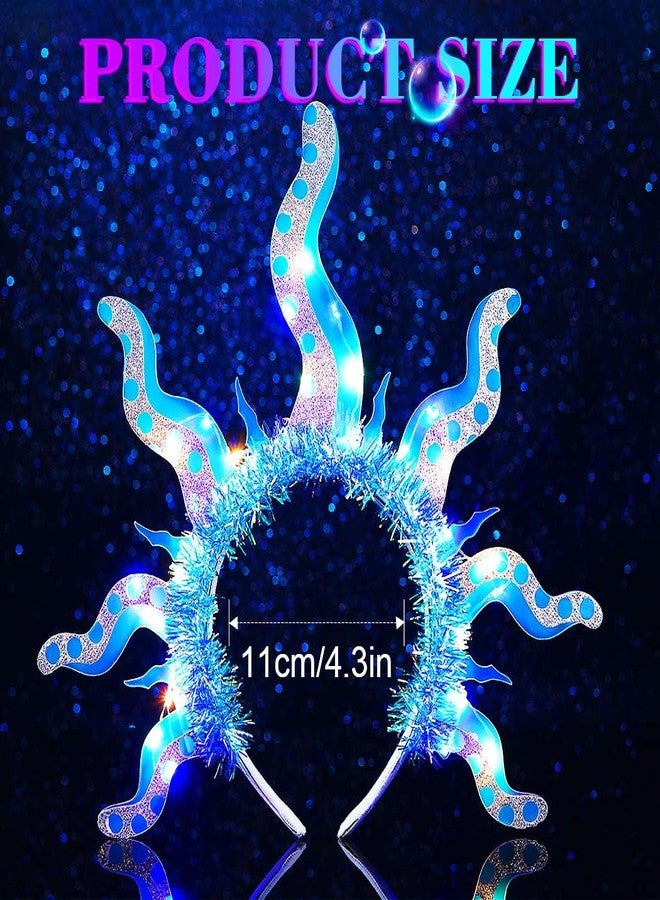 GENBREE Light Up Octopus Costume Headband Glowing Mermaid Hair Accessories for Women - Image 2