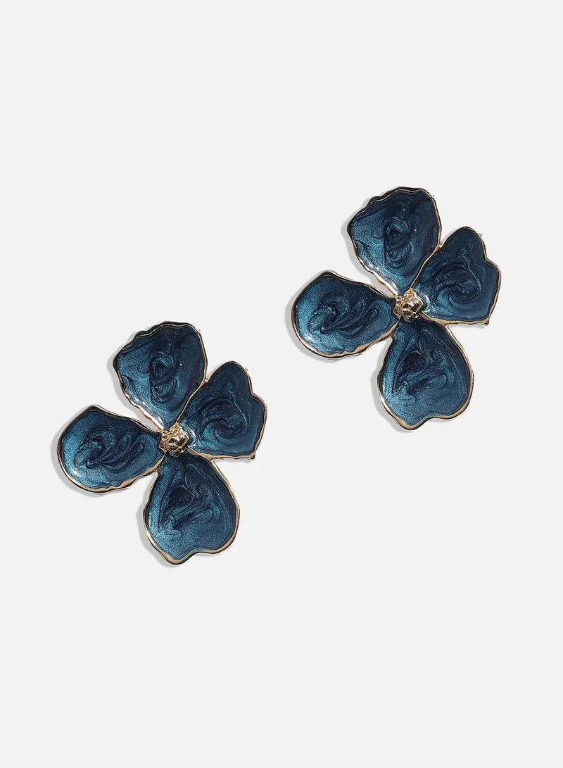 سوهي أقراط فلورا المطلية بالمينا - الأزرق النيلي