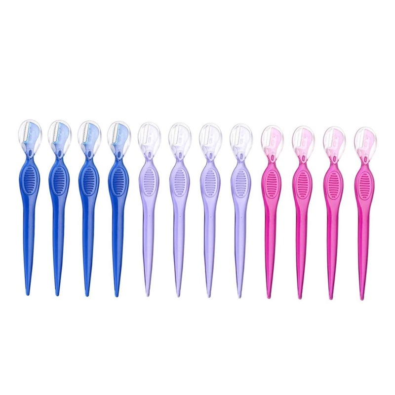 12pcs Stainless Steel Eyebrow Razors Portable Eyebrow Trimmers for Women Lightweight Design Transparent Red for Travel Easy Grooming - Image 3