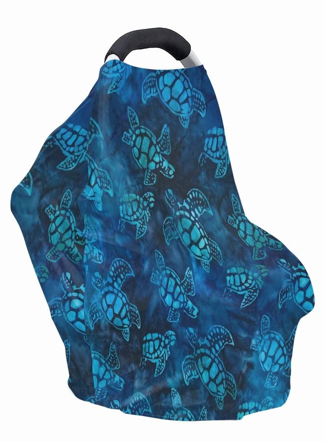 JOAIFO Underwater Sea Turtle Printing Nursing Cover Baby Stroller Carseat Canopy,Premium Elastic Car Seat Covers for Babies Kids,Blue Mother Breastfeeding Scarf - Image 2
