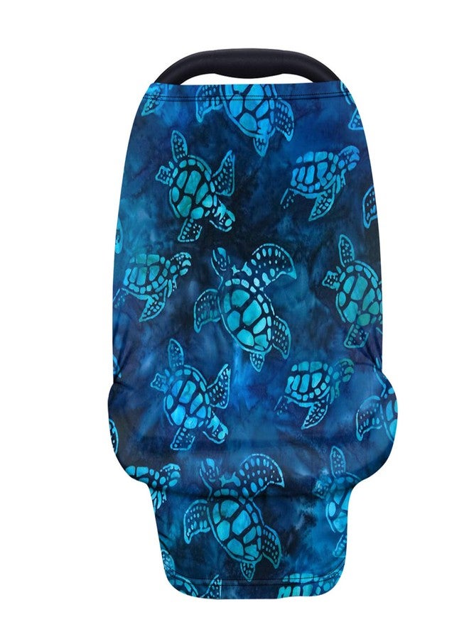 JOAIFO Underwater Sea Turtle Printing Nursing Cover Baby Stroller Carseat Canopy,Premium Elastic Car Seat Covers for Babies Kids,Blue Mother Breastfeeding Scarf - Image 1