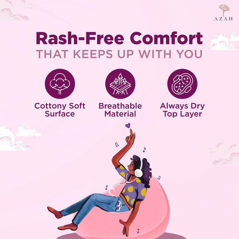 AZAH Sanitary Pads for Teen XXL+ [Pack of 16] | Ultra Absorbent Sanitary Pads for Teenage Girls | 350 MM Long Sanitary pads for Girls | 100% Rash-Free & Cottony Soft | 12 Hrs Leakproof Protection | - Image 3