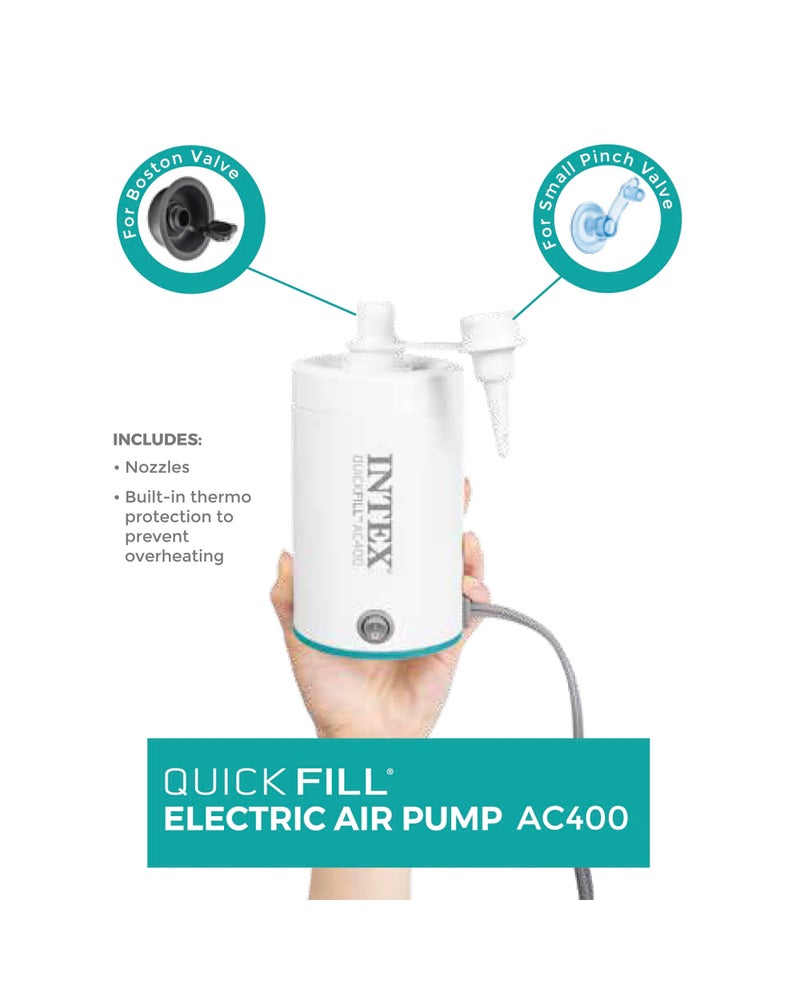 INTEX 66645E QuickFill USB Air Pump: Inflates and Deflates Air Mattresses, Kayaks, Boats - Includes 2 Interrconnecting Nozzles - Sleek and Compact Design - 400 L/Min Air Flow - Indoor Use - Image 4