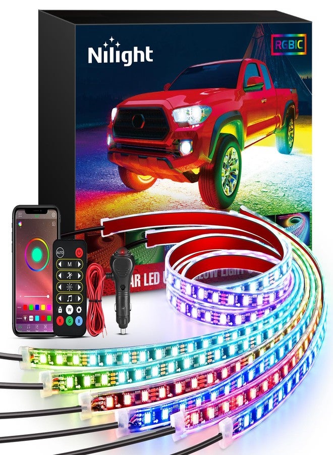 Nilight 6Pcs Car Underglow Neon Accent Strip Lights 300 LEDs Multi Color RGB-IC DIY Sound Active Function Music Mode with APP Control and Remote Control Underbody Light Strip - Image 1