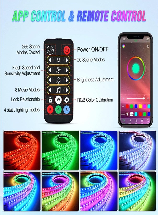 Nilight 6Pcs Car Underglow Neon Accent Strip Lights 300 LEDs Multi Color RGB-IC DIY Sound Active Function Music Mode with APP Control and Remote Control Underbody Light Strip - Image 3