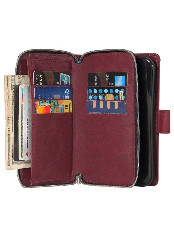 Zaboon Case For iPhone 12 Pro Max Zipper Wallet Bag Horizontal Flip PU Leather Case with Holder & 9 Card Slots & Wallet & Lanyard & Photo Frame - Image 4