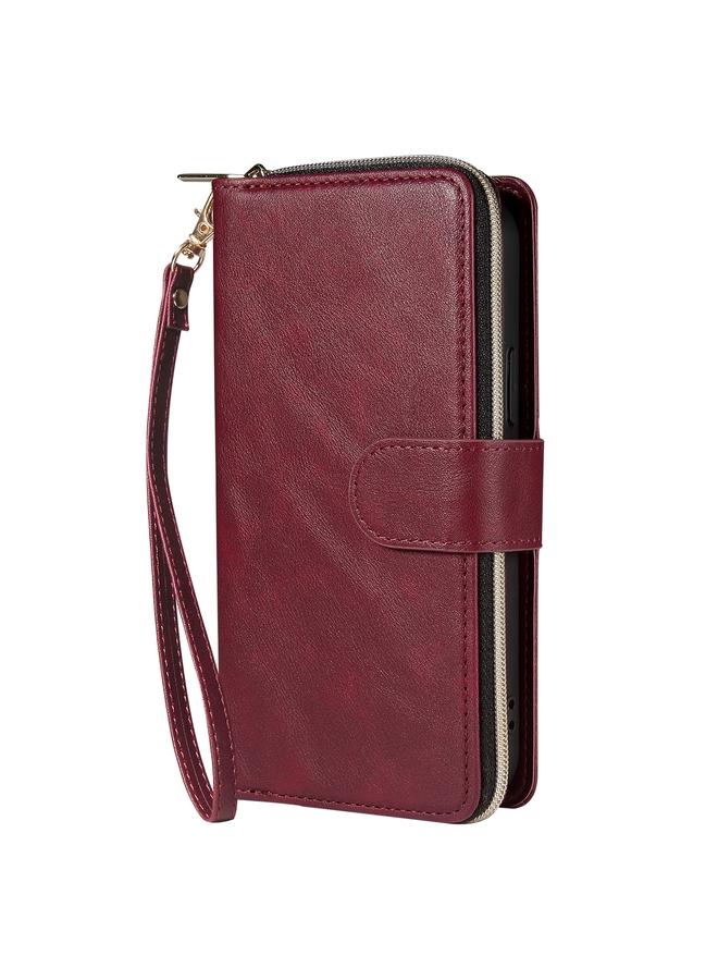 Zaboon Case For iPhone 12 Pro Max Zipper Wallet Bag Horizontal Flip PU Leather Case with Holder & 9 Card Slots & Wallet & Lanyard & Photo Frame - Image 2