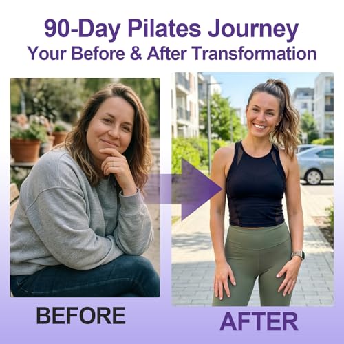 ElaraFit Home Pilates Ring and Ball Set for Women with 5 Resistance Bands 13 inch Magic Circle Workout Starter Kit for Beginners Full Body Toning 15 Min Daily Routine,Purple Mix - Image 3