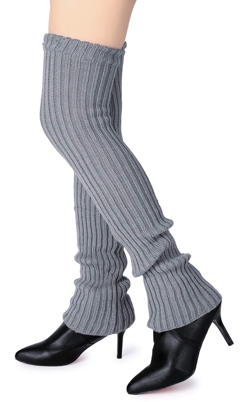 Pareberry Women's Winter Over Knee High Footless Socks Knit Warm Long Leg Warmers (Grey, 27 Inches) - Image 4