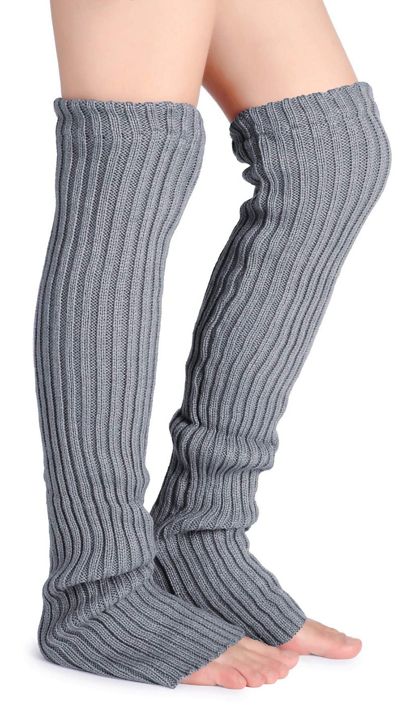 Pareberry Women's Winter Over Knee High Footless Socks Knit Warm Long Leg Warmers (Grey, 27 Inches) - Image 2