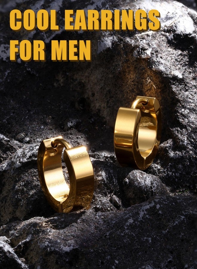 Jstyle Stainless Steel Unique Small Hoop Earrings for Men Huggie Earrings 1 Pairs, Stainless Steel - Image 5