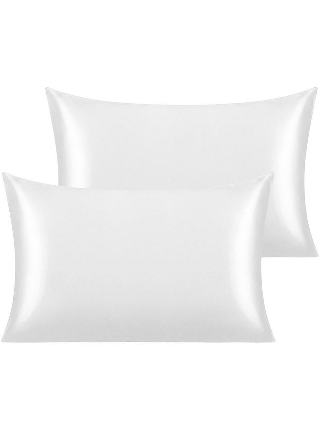 NTBAY Silk Satin Toddler Pillowcases - Set of 2 - Super Soft and Silky 14x20 Pillow Covers - Envelope Closure White Cooling Travel Pillow Cases for Nursery, Kids, Boys and Girls, 14 x 20 Inches - Image 1