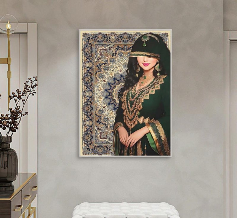 Marktna Canvas painting of an Arab girl design with a hollow frame, size (40×60), one piece - Image 3